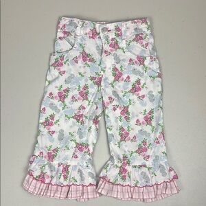 Oilily Floral Ruffle Wide Leg Pants EUC